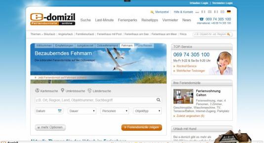 e-domizil Startseite Screenshot