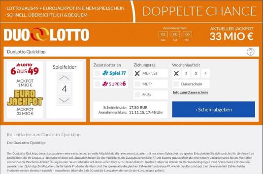 Lotto24 Duo Lottoschein Screenshot