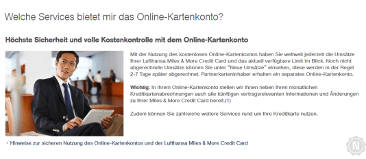 Miles and More Online Kartenkonto