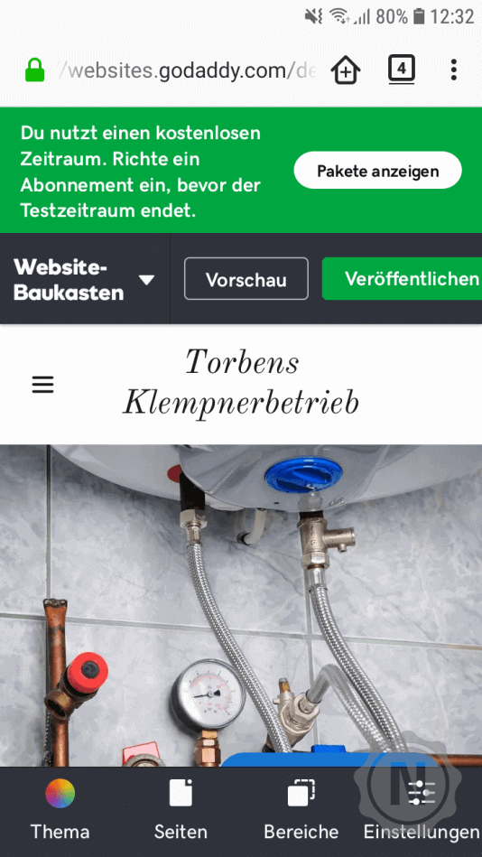 GoDaddy mobiles Bearbeiten