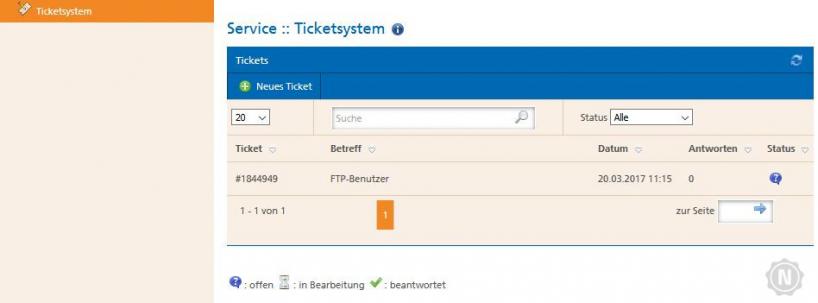 Mittwald Ticketsystem