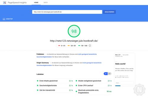 ESTUGO Google Page Speeds insights