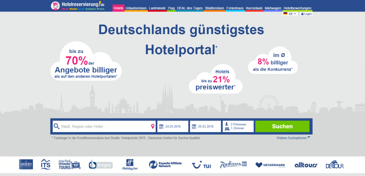 Hotelreservierungen.de Startseite Screenshot