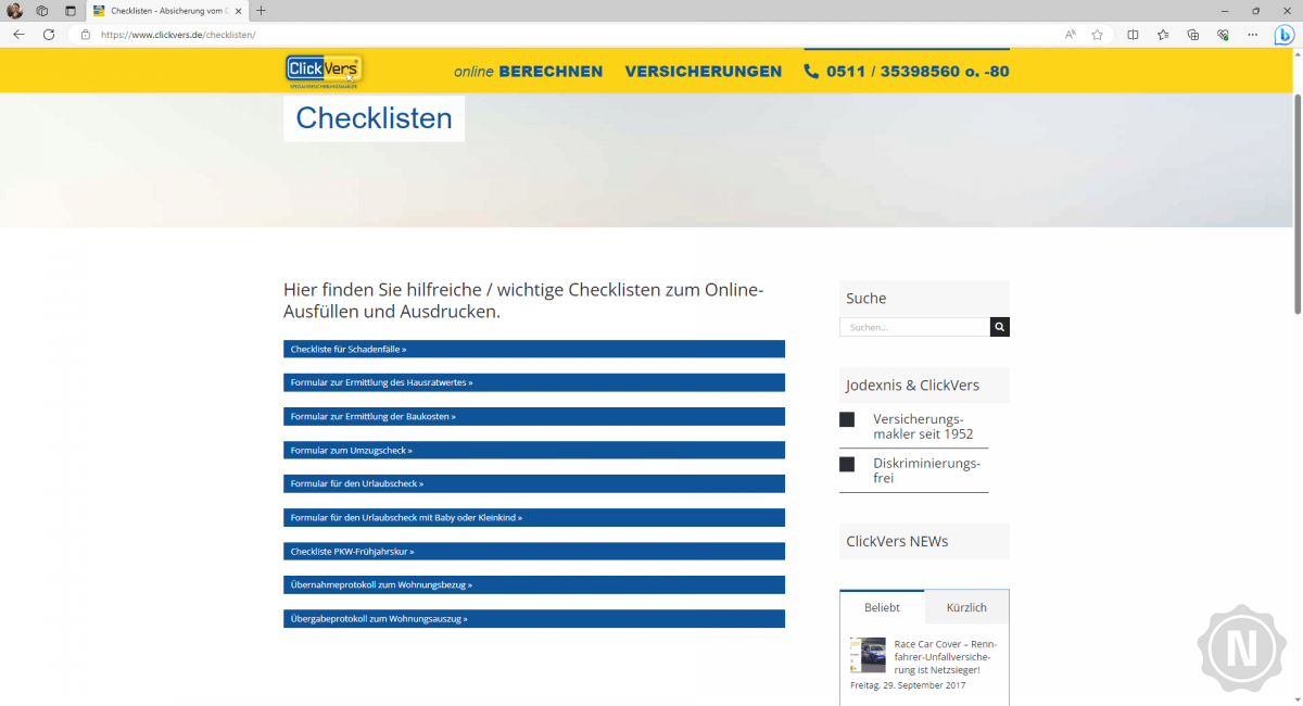 Clickvers - Checklisten für Versicherungsabschöüsse