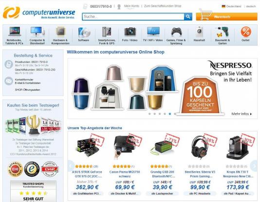 computeruniverse Elektronik Online Shop Startseite