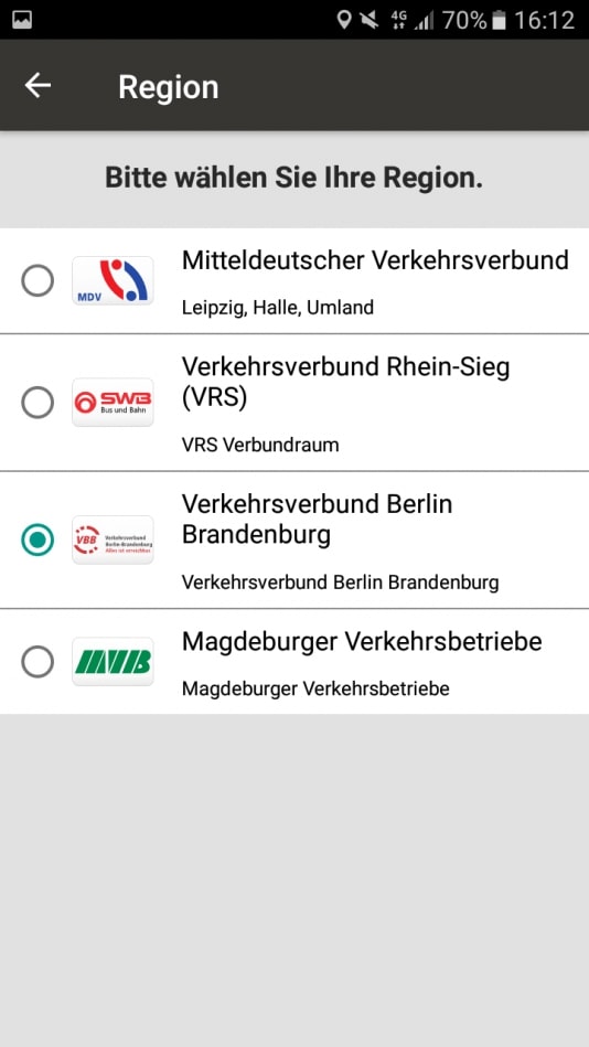 easyGo App Verkehrsverbünde
