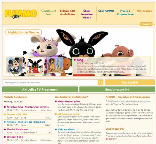 Flimmo Startseite Screenshot