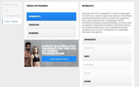 Freeletics Trainingsplan Screenshot
