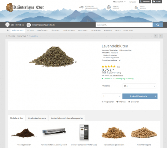 Kräuterhaus Eder Produktseite Screenshot