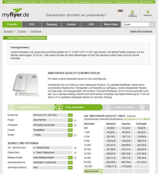 myflyer Produkt-Konfigurator