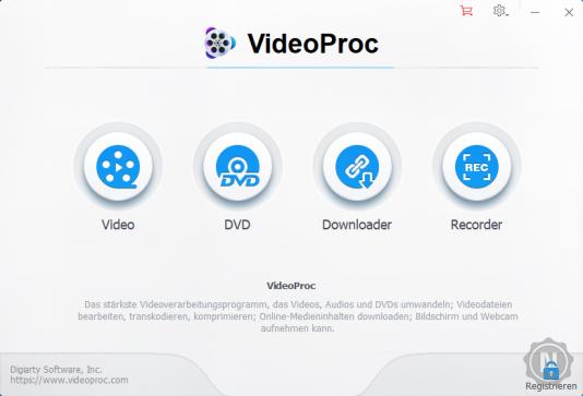 VideoProc Startscreen