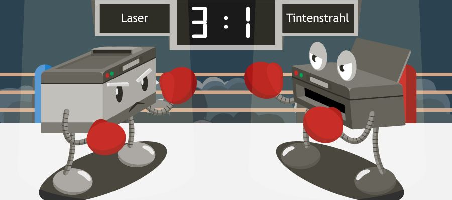 Zweikampf Laserdrucker Tintenstrahldrucker 3:1