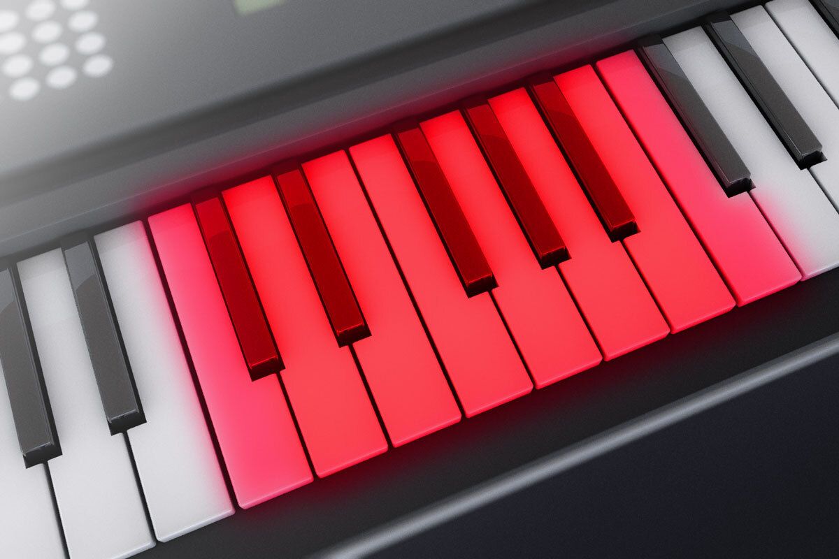 klaviatur mit markierter oktave