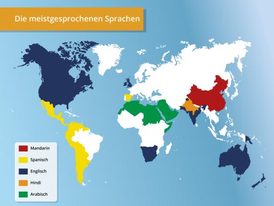 meistgesprochene Sprachen Weltkarte