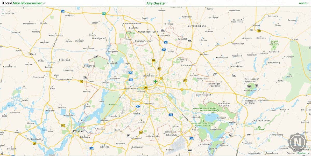 Kartenausschnitt zeigt GPS-Standort des verlorenen iPhones