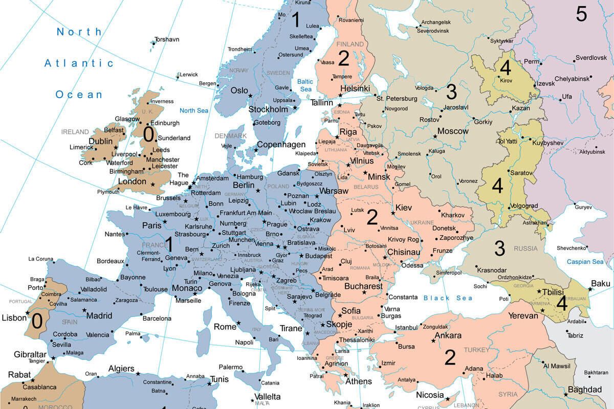 Zeitzonen Europa