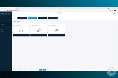 admiralcloud screenshot upload-optionen