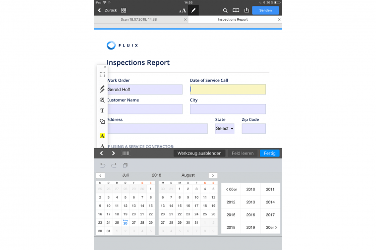 Ein integrierter Kalender lässt die Terminvereinbarung in Sekunden erfolgen.