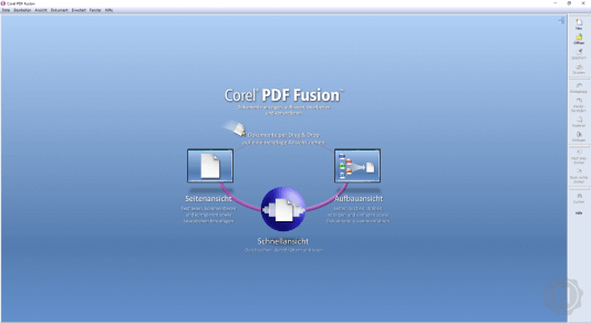Corel PDF-Fusion Willkommensbildschirm
