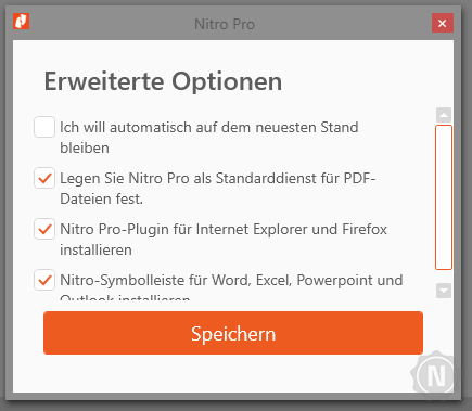 Nitro Pro erweiterte Optionen
