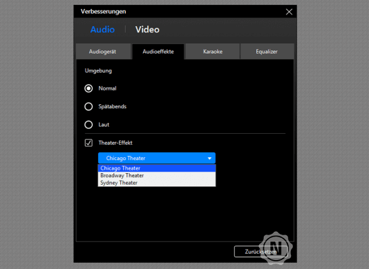 WinDVD - Audio-Einstellungen