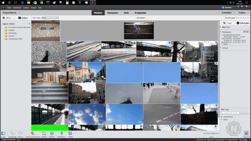Adobe Premiere Elements Dateimanager Screenshot