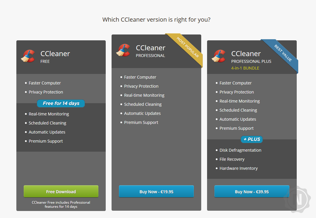 CCleaner Professional Funktionsumfang