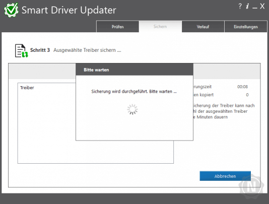 Smart Driver Updater - Sicherung wird durchgeführt