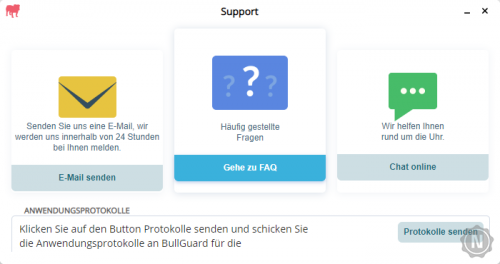 BullGuard Internet Security, Möglichkeiten, den Support zu kontaktieren