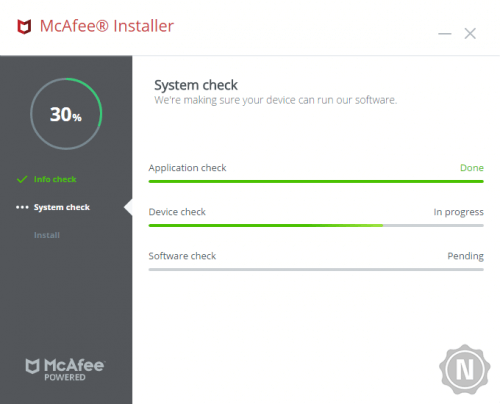 McAfee Total Protection, System check des Installers