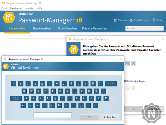 Steganos Passwort-Manager virtuelle Tastatur