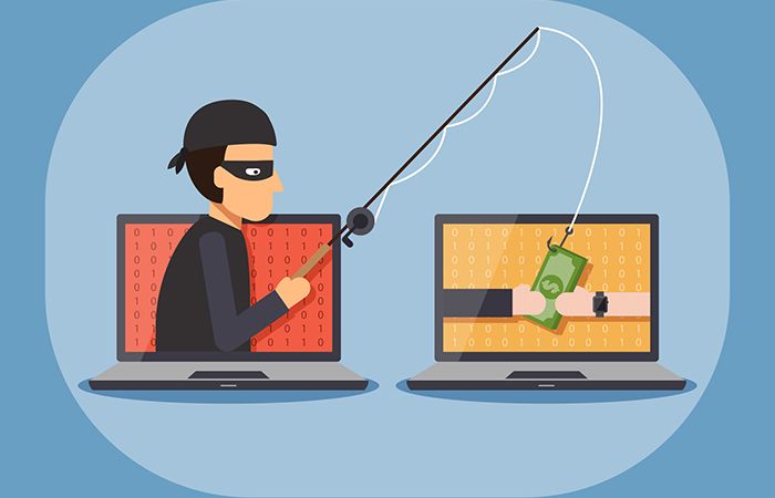 hacker angelt geld aus computer symbolbild